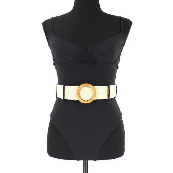 WeWoreWhat Danielle Black One Piece Swimsuit Elastic Belt  display picture 1